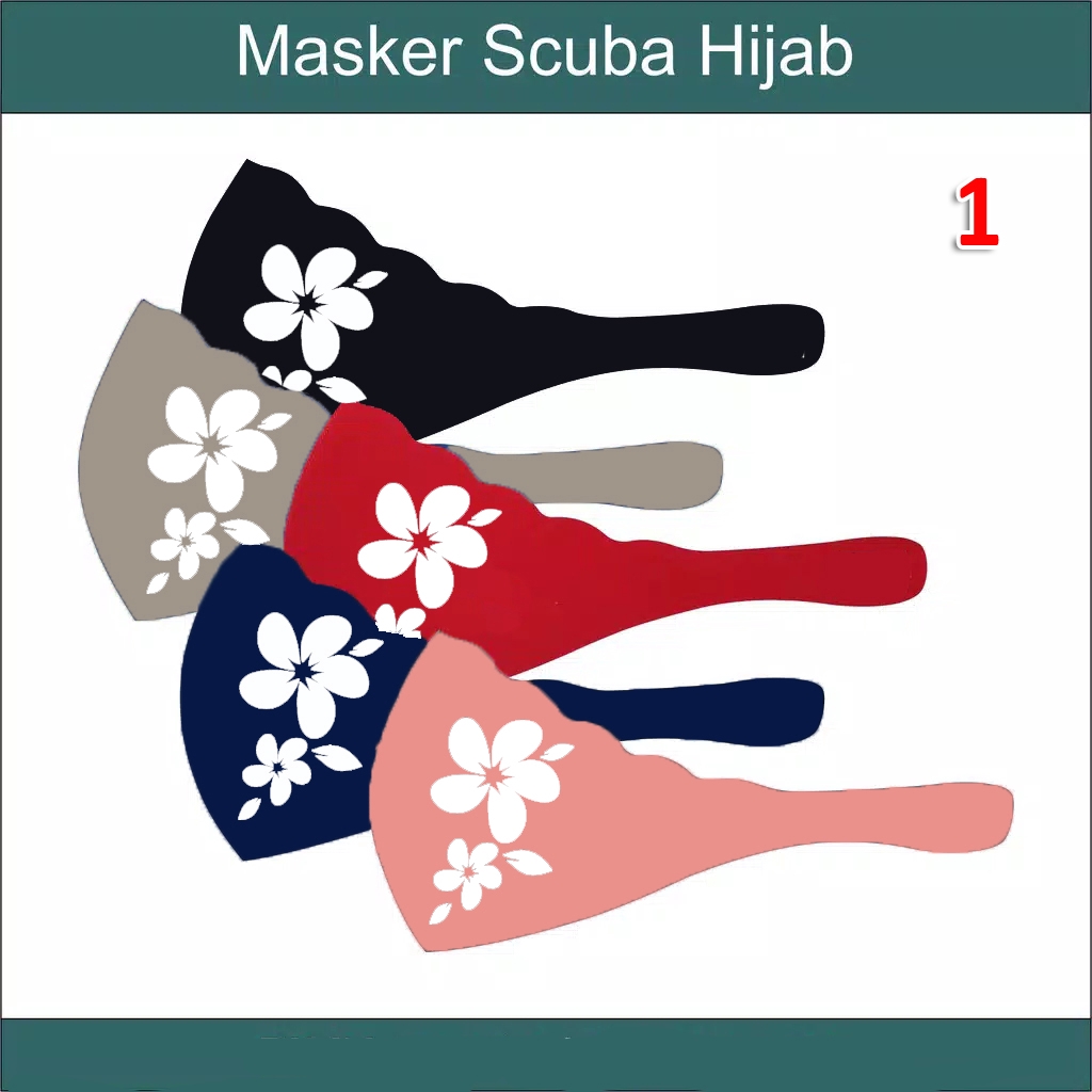 Masker Hijab motif 3 bahan scuba washable