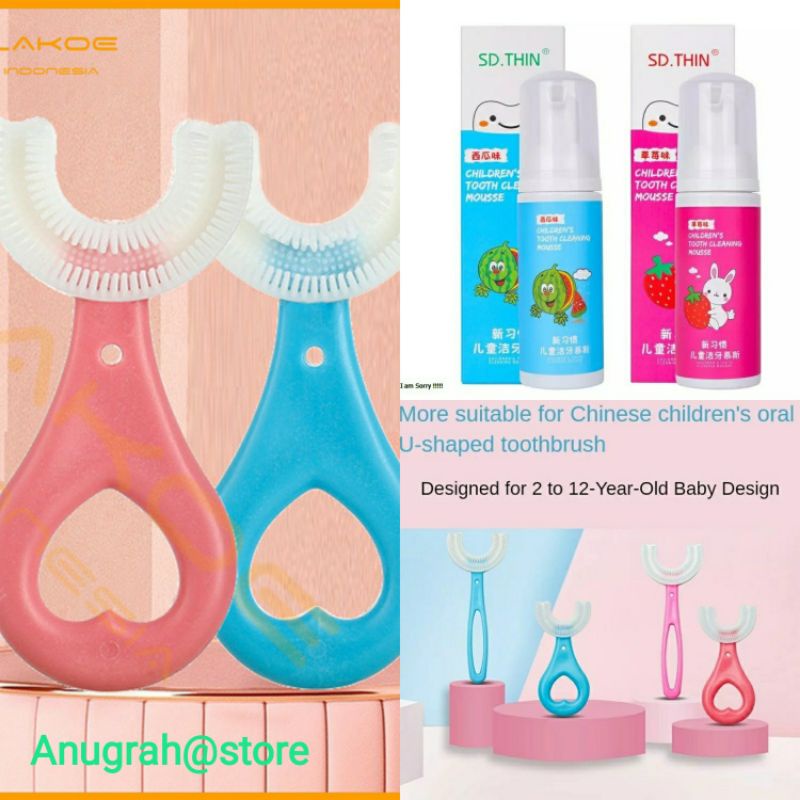 [ TERLARIS ] Sikat gigi betuk u anak Bahan silikon / Training Toothbrush / Pasta gigi anak / odol anak anak