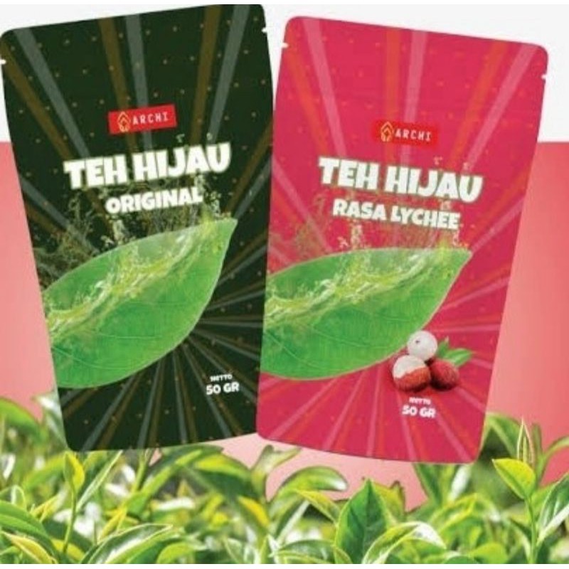 Archi teh hijau original / lechi pouch 50 gram