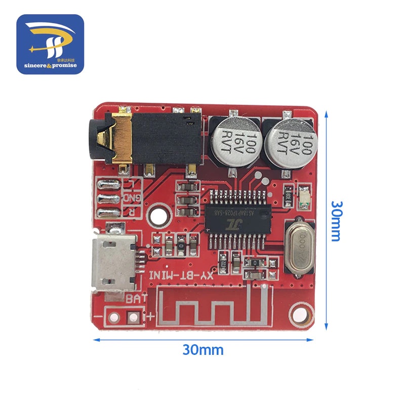 TCXRE Bluetooth Audio Receiver 5.0 Lossless Decoder Board 3.7-5V - XY-BT-MINI - Red