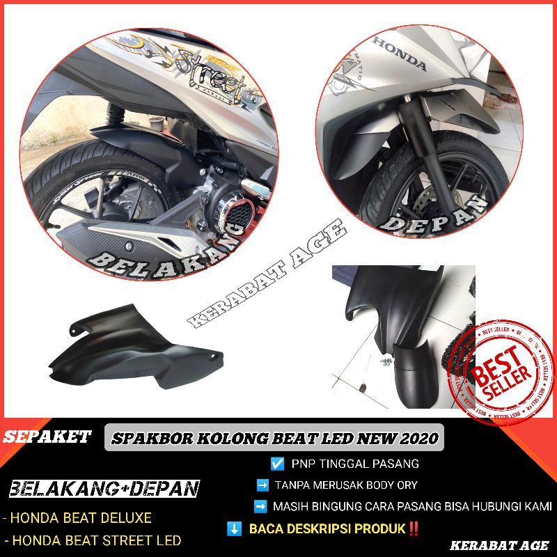 HUGGER HUGER SPAKBOR SEPAKBOR KOLONG BEAT STREET 2020 2021 2022 LED SEPAKET BELAKANG DAN SAMBUNGAN SPAKBOR DEPAN All DELUXE 2PCS