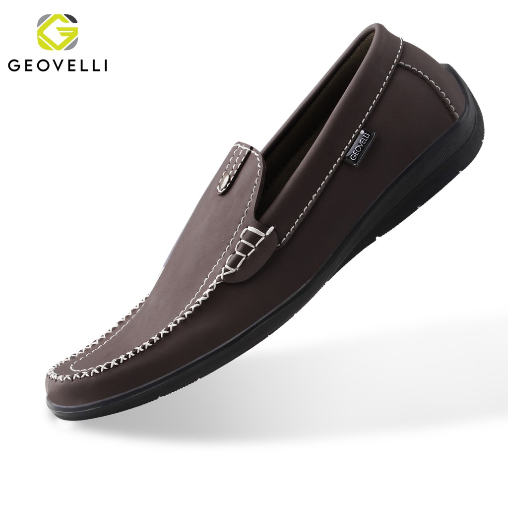 GEOVELLI STORE | Sepatu Kasual Pria Kulit Sepatu Slip on Casual G-1971 Coklat Kopi