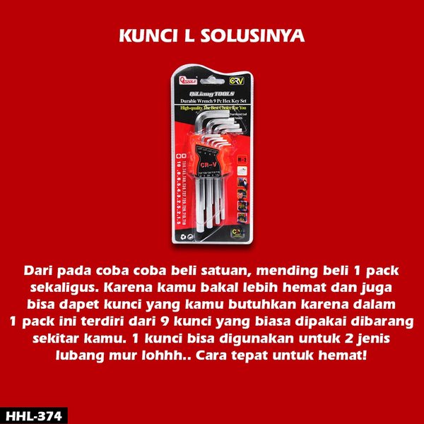 KUNCI L Peralatan Otomotif 8 Macam Variasi Bentuk