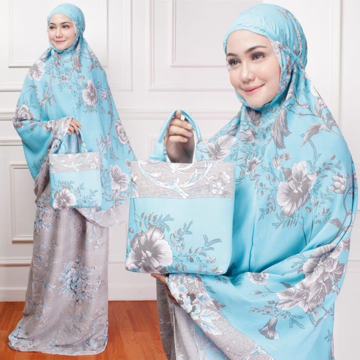 DIONISIA Shaby Mukena Dewasa Katun Jepang Dewasa Jumbo - Biru