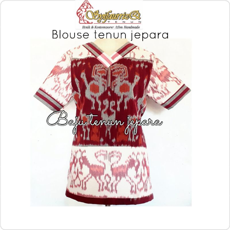 Blouse tenun jepara baju tenun jepara leher lurik BTB39