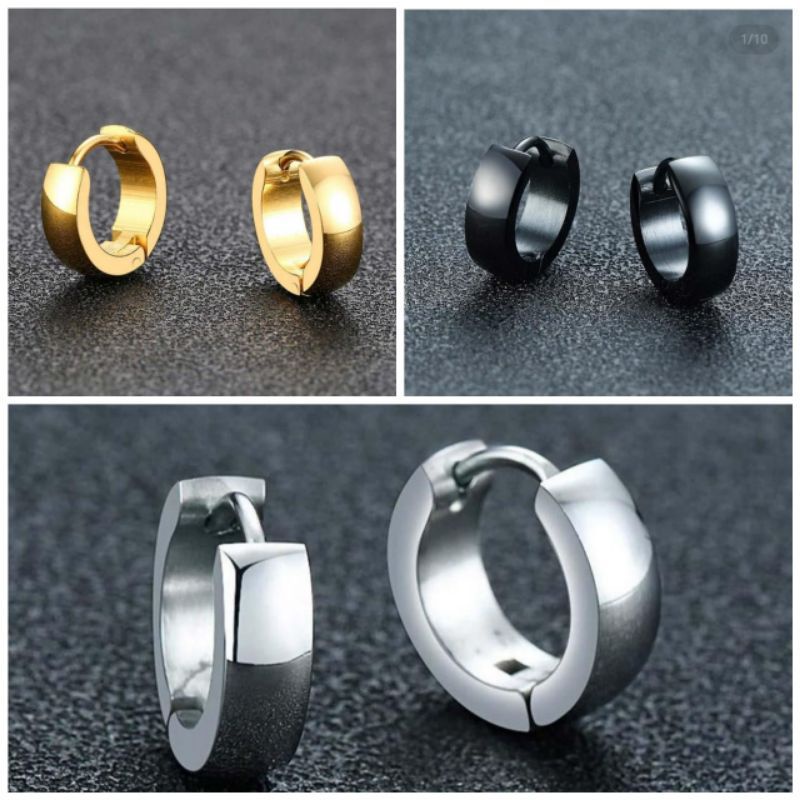 Anting Titanium Anti Karat Model Jepit Pria/Wanita