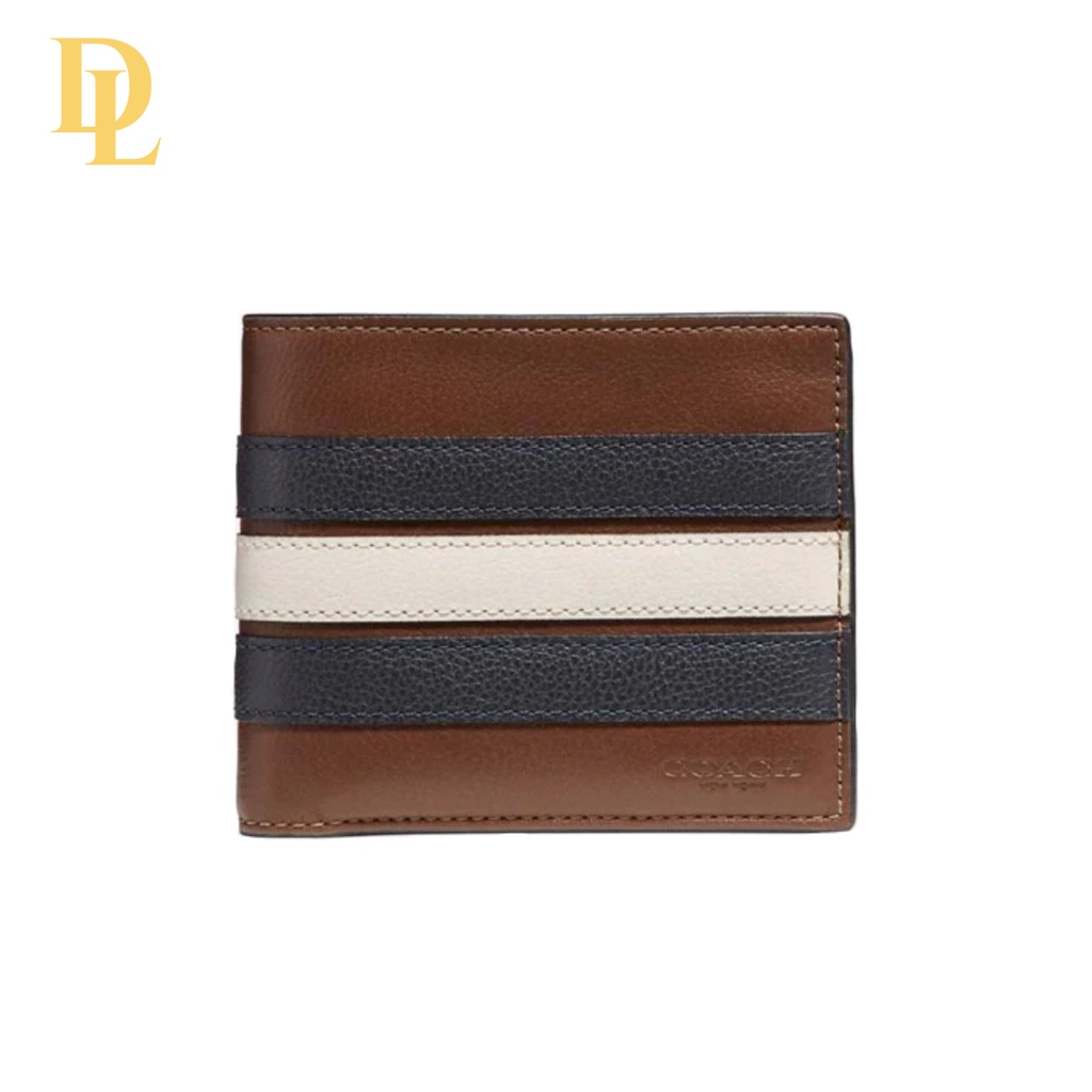 Coach 3 In 1 Varsity Leather Wallet Saddle Midnight Navy Chalk (F24649)