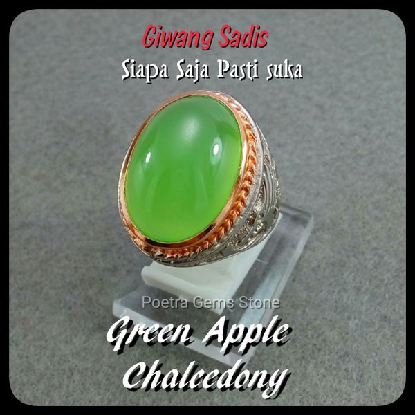 BATU CINCIN GREEN APPLE CHALCEDONY KLEP AIR MAIN BOSS, JAMINAN GIWANG !!!