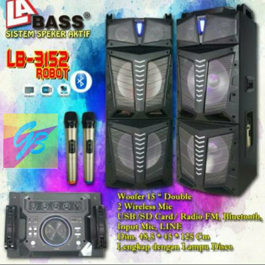 Speaker aktif labass 3152 Robot Speaker 15 inch Bluetooth Original