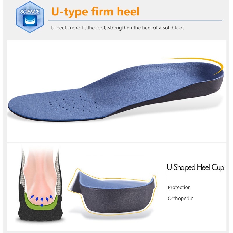 Unisex Perawatan Kaki EVA Orthotic Sports Insole Insert Shoe Pad Arch Support Heel Cushion Biru