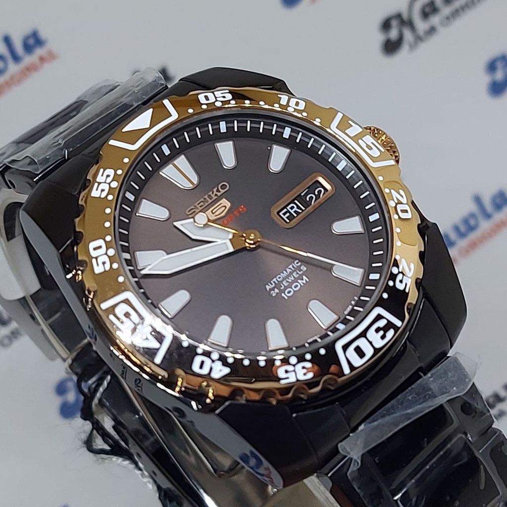 Seiko 5 Sports SRP172K1 Black Gold - Jam Tangan Pria SRP172