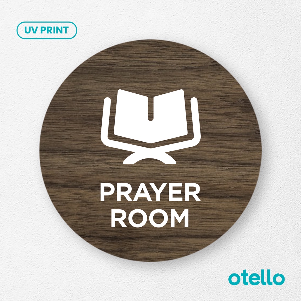 Signage Prayer Room Sign Board Kayu Wood Papan Ruang Doa Nama Ruangan Label Sticker Wall Decor Hiasan Dinding Pintu