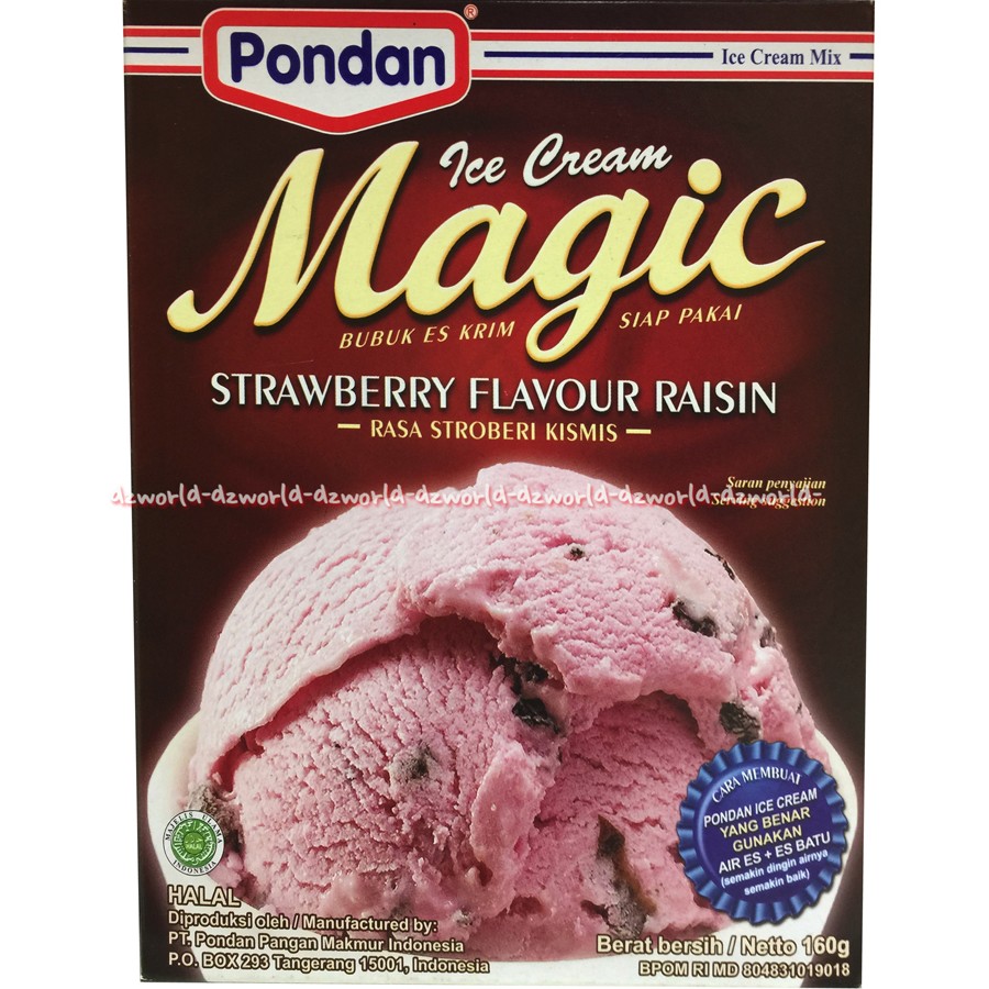 Pondan Ice Cream Magic 160g Cokelat Choco Chips Vanilla Strawberry Kisimis Moka Tepung membuat Eskrim