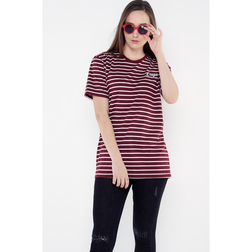 Erigo T-Shirt Basic Stripe Maroon