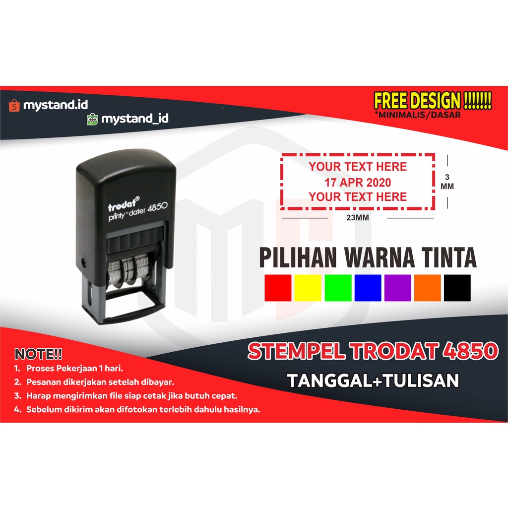 

Stempel TRODAT 4850, STEMPEL EXP. STEMPEL LUNAS, STEMPEL RECEIVED, TANGGAL TULISAN