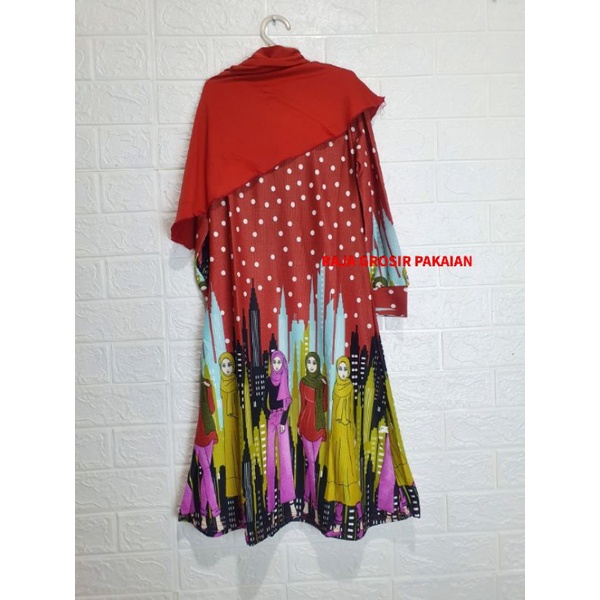 Gamis Misby Anak + Hijab Estimasi Usia 2-5 Thn / Gamis Anak Motif Kartun