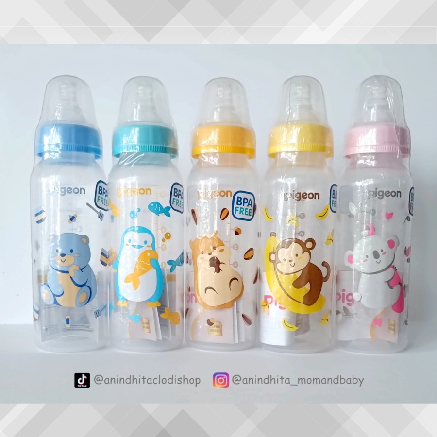 PIGEON Botol Susu 50ml / 120ml / 240ml PP RP with Peristaltic Nipple Baby Nursing Bottle BPA Free Botol Dot Bayi