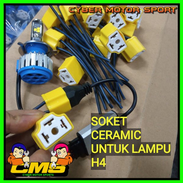 soket Lampu H4 universal. Soket lampu ceramic headlamp. soket lampu