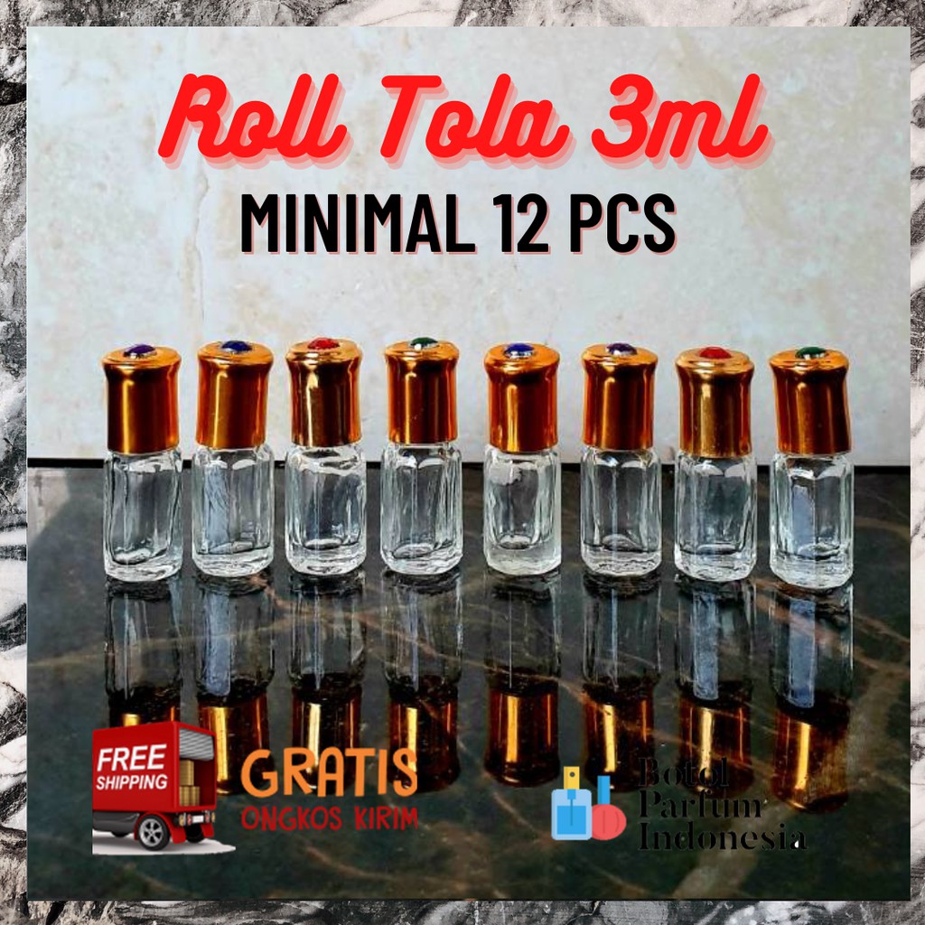 BOTOL PARFUM KOSONG ROLL ON KACA 3 ML (ROLL TOLA PERMATA 3 ML)