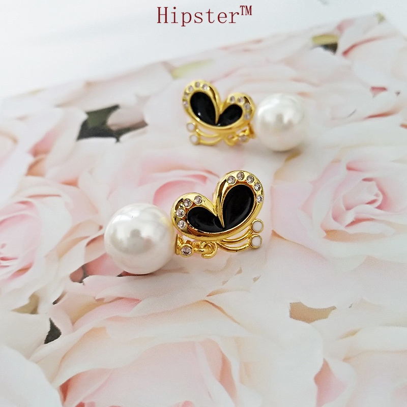 Hot Sale Natural Freshwater Pearl Butterfly Socialite Style Inlaid Zircon New Studs