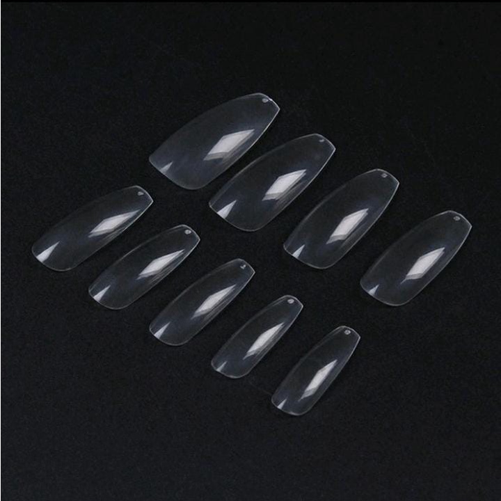 500pcs LONG COFFIN KUKU PALSU CLEAR TRANSPARNT 500PCS BALERINA FAKE NAILS COFFIN