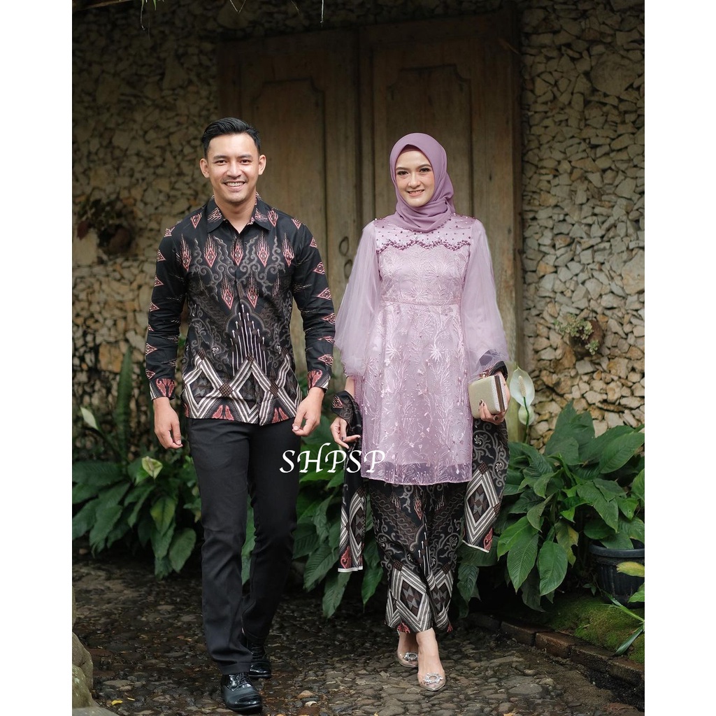 NIZARA - COUPLE FERANDA SETELAN KEBAYA BRUKAT TILE KEMEJA BATIK KATUN