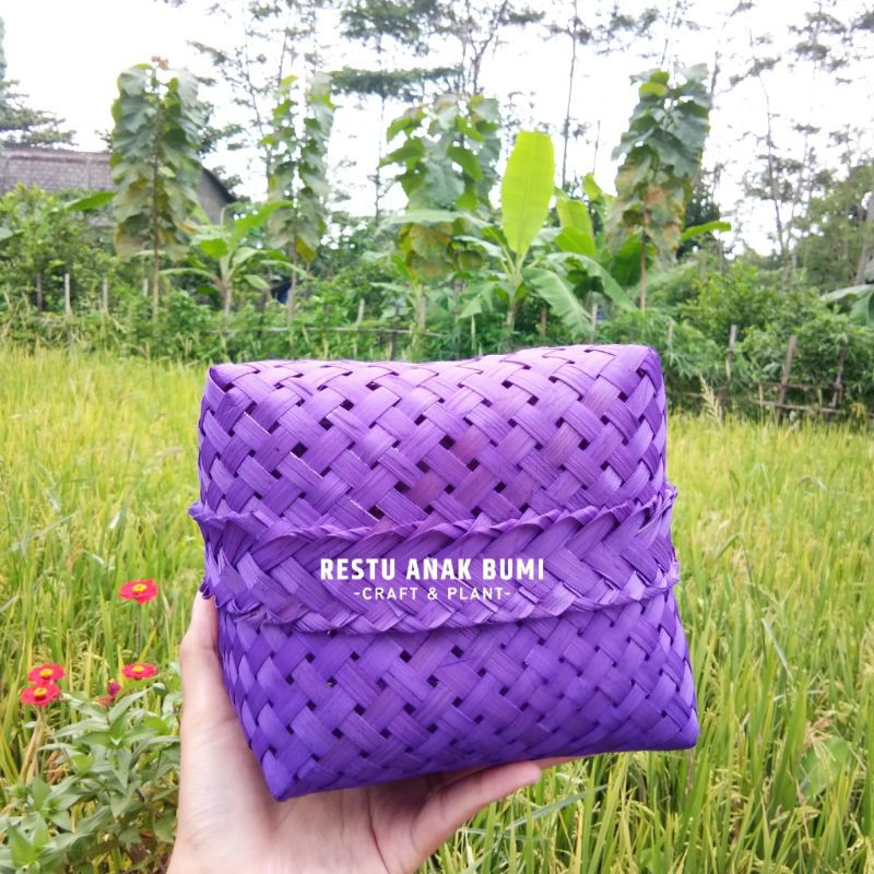 Besek Bokor Bambu Warna 18cm|Wadah Nasi|Tempat Saji|Sokase Bali|Genduri|Hantaran|Murah|Hampers