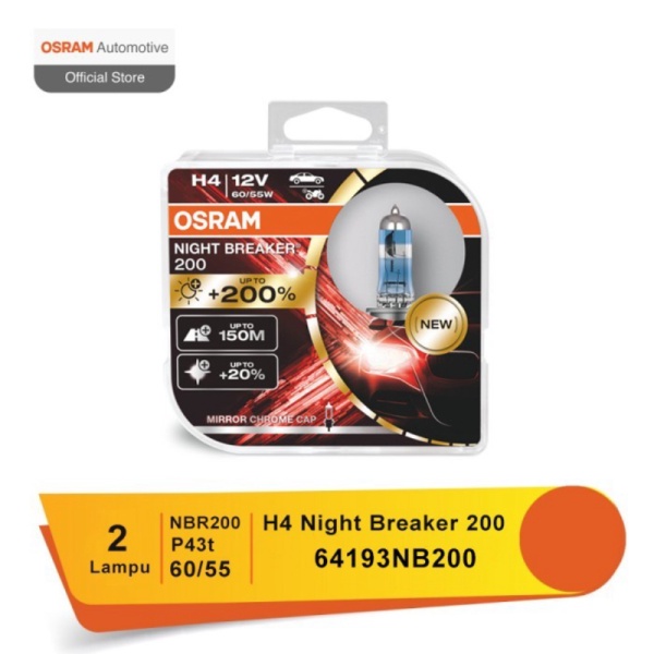 OSRAM Lampu Mobil Halogen H4 NBR 200 - 64193NBR200 Murah