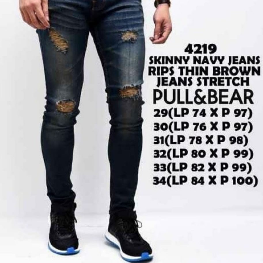  Celana  Jeans  Pria  Sobek  Dengkul Jeans  Skiny Stretch Ripped 