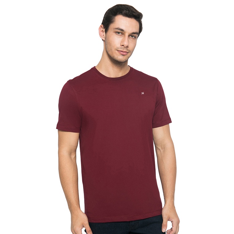 Johnwin - Kaos Pria - Kaos Polos Warna - Kaos Supima 30's - Roundneck - Slim Fit - Maroon