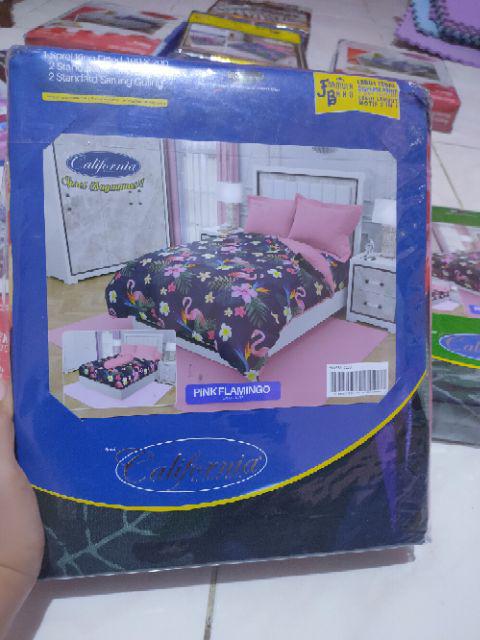 Sprei California 180x200 / 160x200 Motif Rogan Pandora Pink Flamingo Nurita - 180 King Size Sp