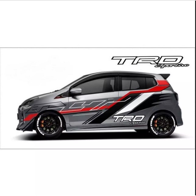 Stiker Cutting Variasi TRD SPORTIVO Stiker Mobil Agya Metalik Stiker Body Mobil Agya Ayla Yaris Brio