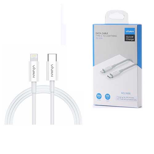 Kabel Data Vivan KCL100S Type-C to Lightning PD Quick Charging Cable 100cm 20W - Original