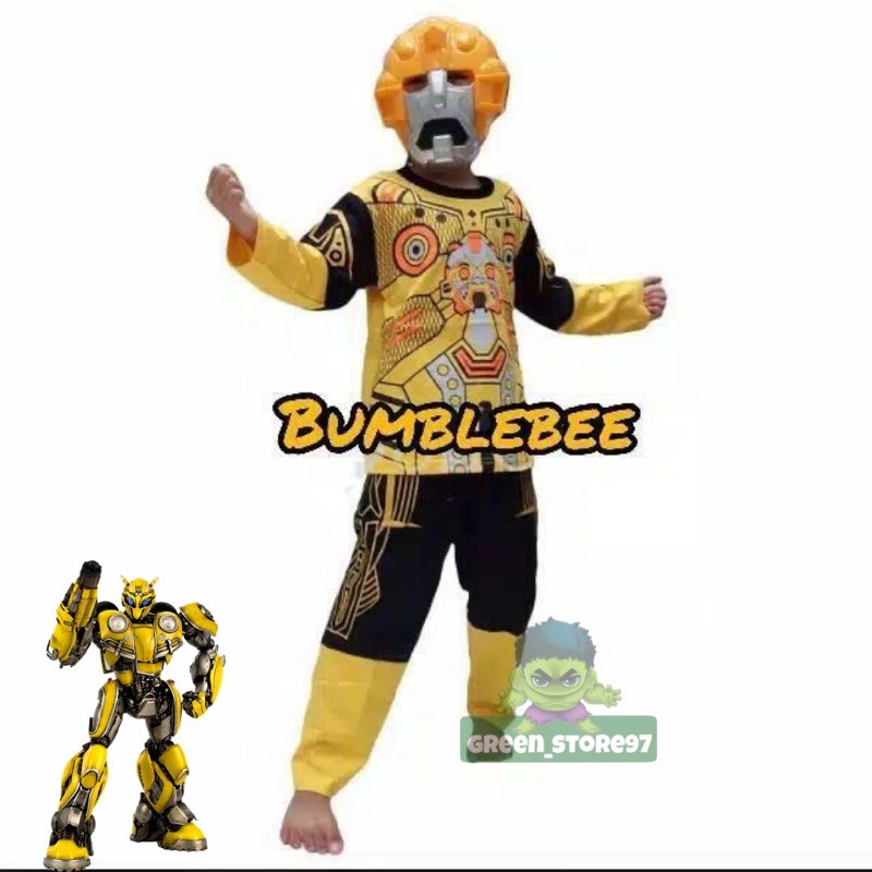 kostum anak superhero bumblebee gratis topeng / kostum anak COD