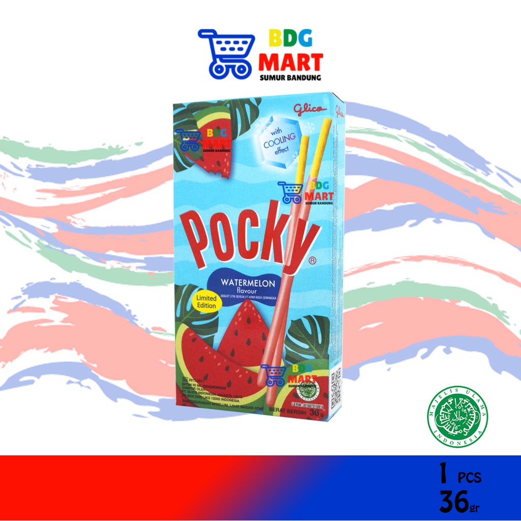 BOX Glico Pocky Watermelon Limited Edition Kue Biskuit Stik Bersalut Krim Rasa Semangka Halal MUI - 