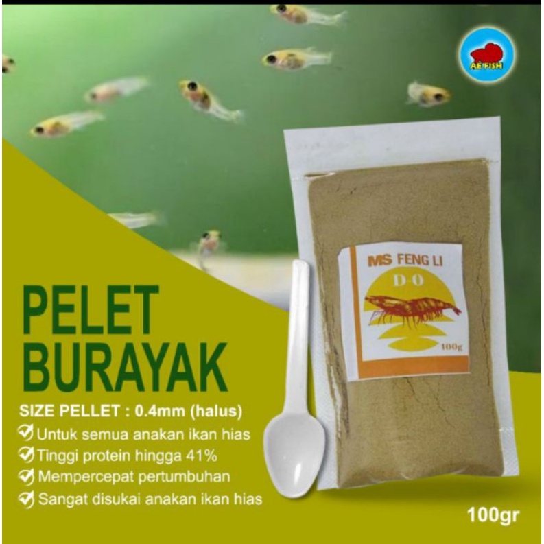 Fengli - makanan ikan burayak, Lobster Udang 100 gram