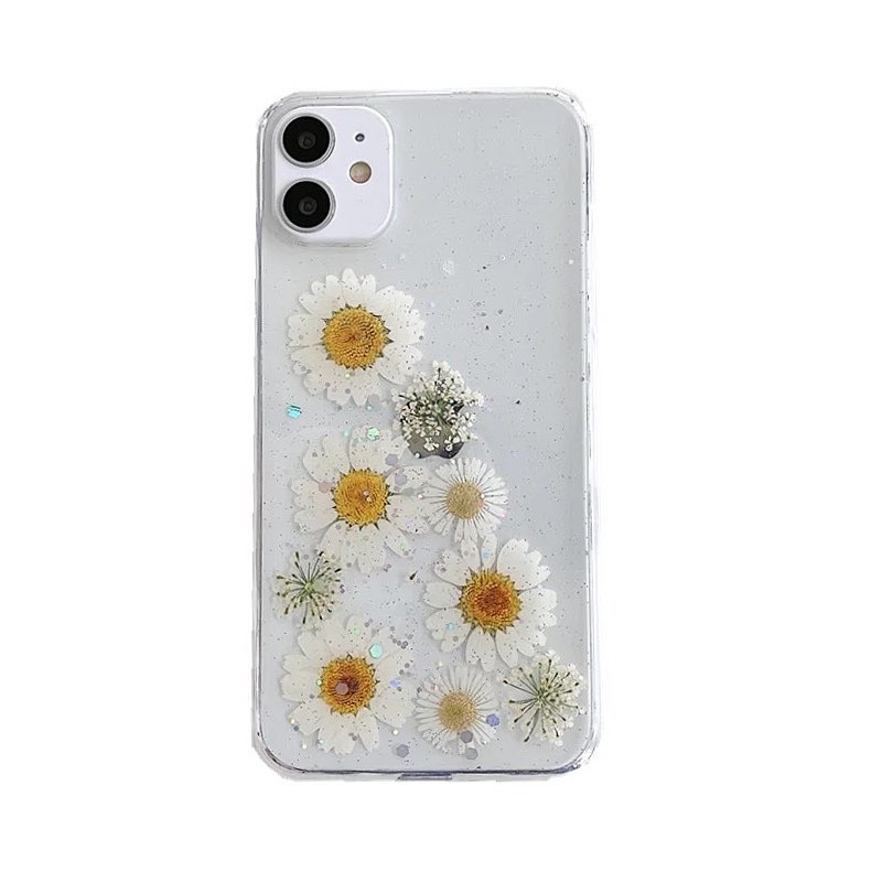 Dried Flower Daisy Combo Case Bunga Kering Iphone Oppo Vivo Xiaomi Samsung Huawei Realme C21 C25 V23e A95 Reno 2 3 4 5 6 7 8 9 Redmi Note 10 Pro