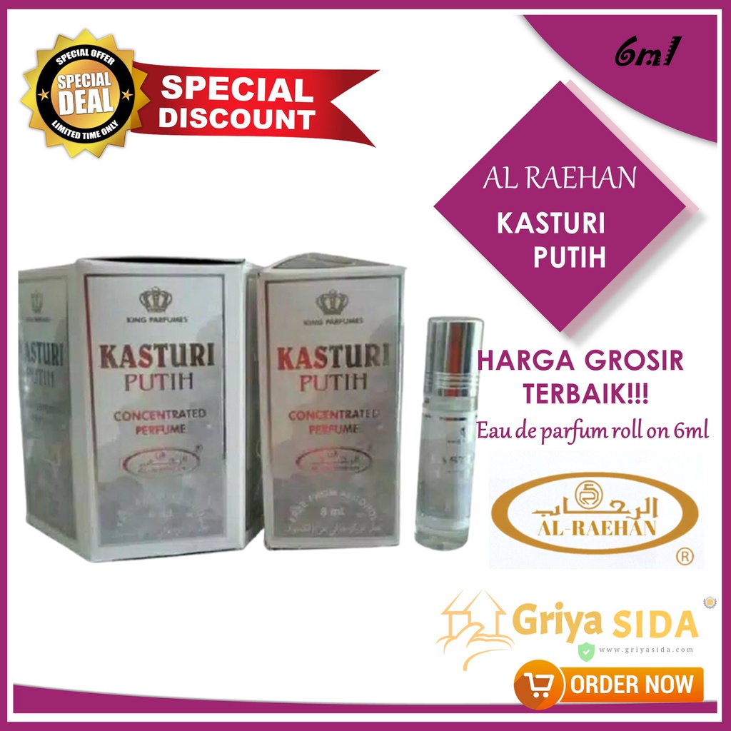 Parfum Kasturi putih 6ml alraehan aroma KASTURI al raehan mirip al rehab parfum Harga grosir PROMO!!