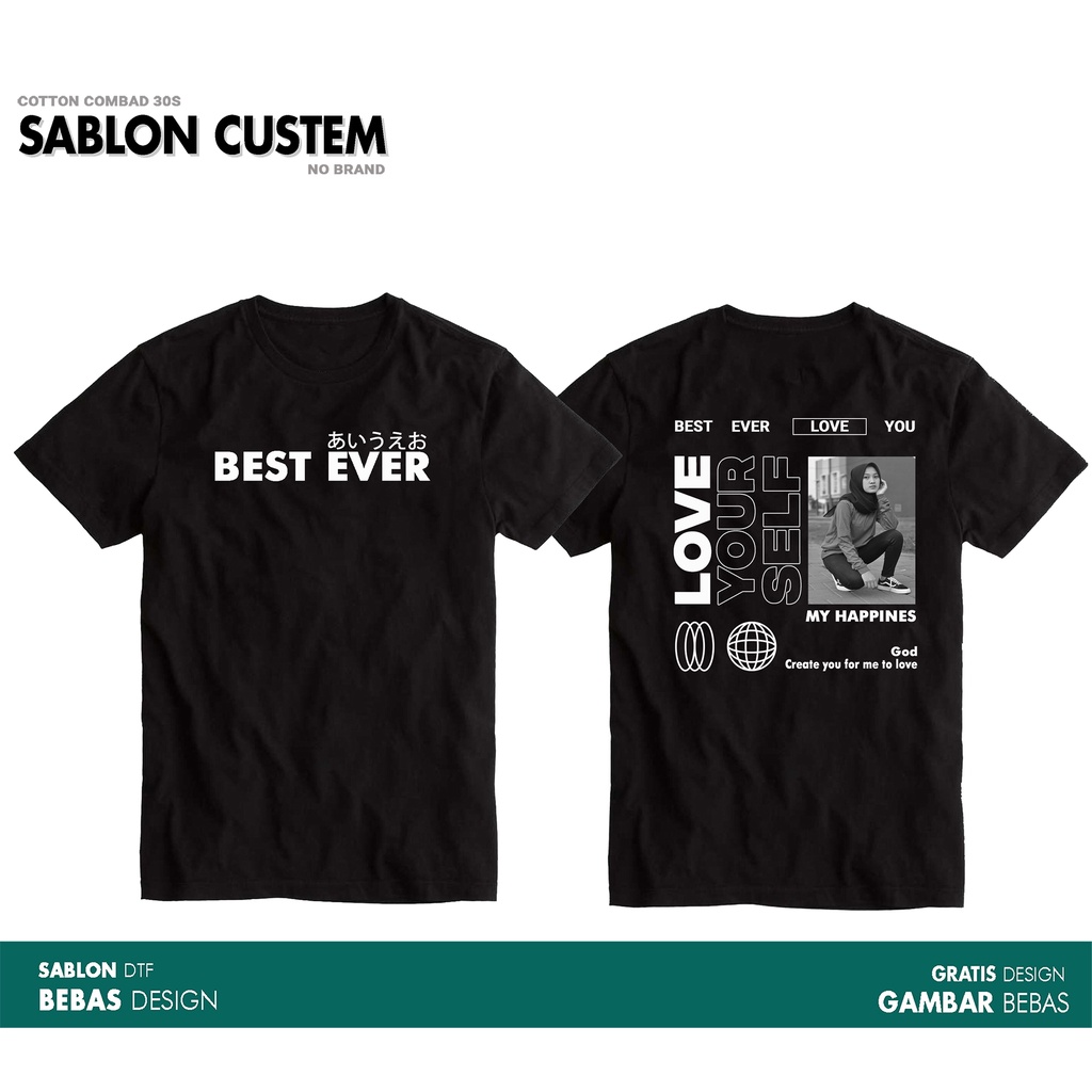 Custom Kaos Desain Aesthetic kastem / Kaos polos Bucin / Bisa ganti foto kamu / Kaos Desain Kamu / Sablon DTF / Kaos custem