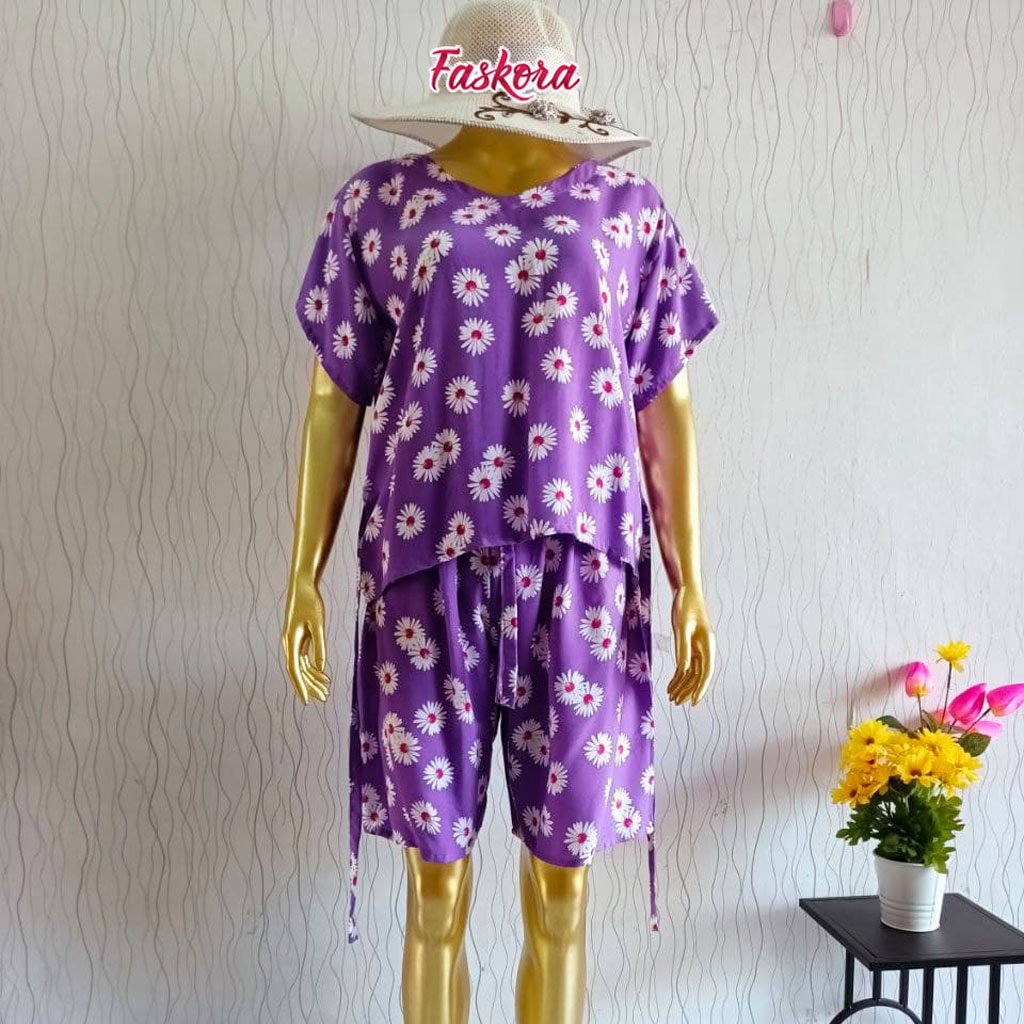 Setelan Pendek Jumbo Rayon Wanita Kekinian Bulan - Pajamas Tiedye Set - One Set Tie dye Pendek