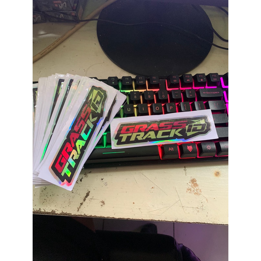 stiker grass track id hologram princut cutting UV