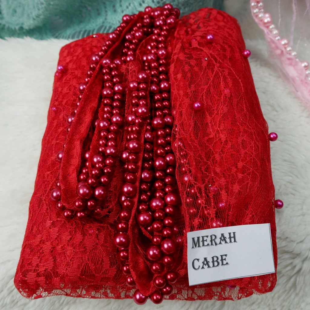 VEIL  MUTIARA SLAYER  PENGANTIN MOTIF ALL VARIAN COLOUR-MERAH DARAH