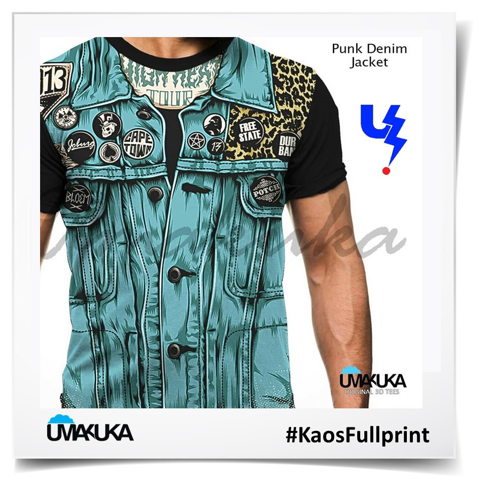 Kaos Full Print Custom Design Punk Denim Jacket
