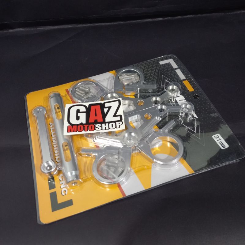 Bracket Kupingan Lampu CB Pesek CNC IMPORT 31mm 33mm Plus Pangkon Dudukan Plat Nomor GL Megapro Tiger Ninja Vixion Scorpio