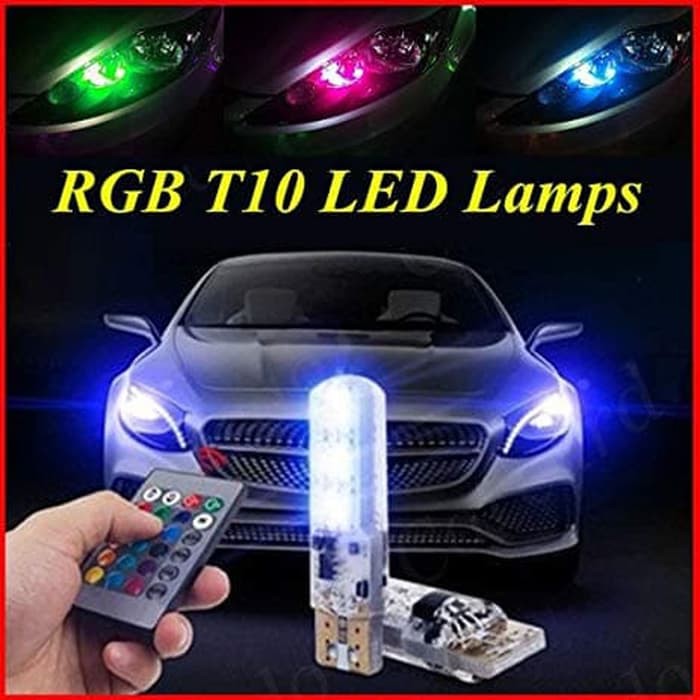 Led Lampu Senja Mobil / Motor dengan Remot Lampu Malam T10 RGB strobo