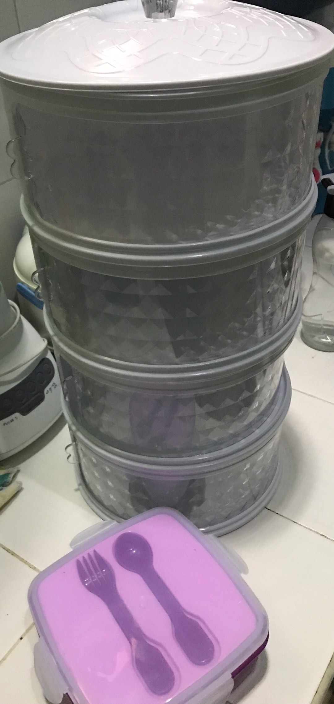 Tudung Saji Diamond Putih - Food Storage 4 Layer Tudung Saji Susun Rak Penyimpan Makanan