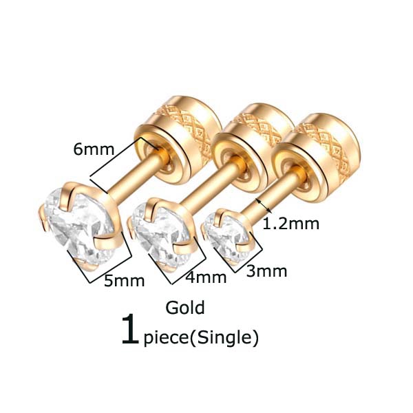 1pc Anting Tindik Stainless Steel 16g Hias Zircon Untuk Tulang Rawan Telinga