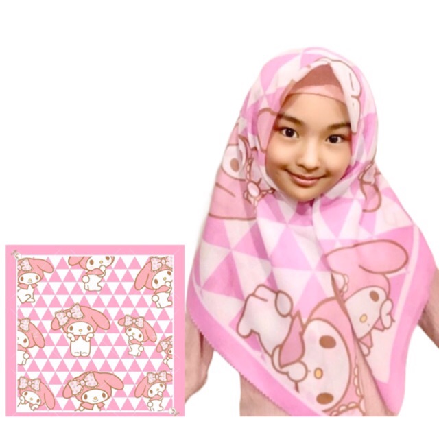 VOAL PRINTING ANAK MOTIF MELODY / HIJAB ANAK LUCU / JILBAB ANAK KARAKTER