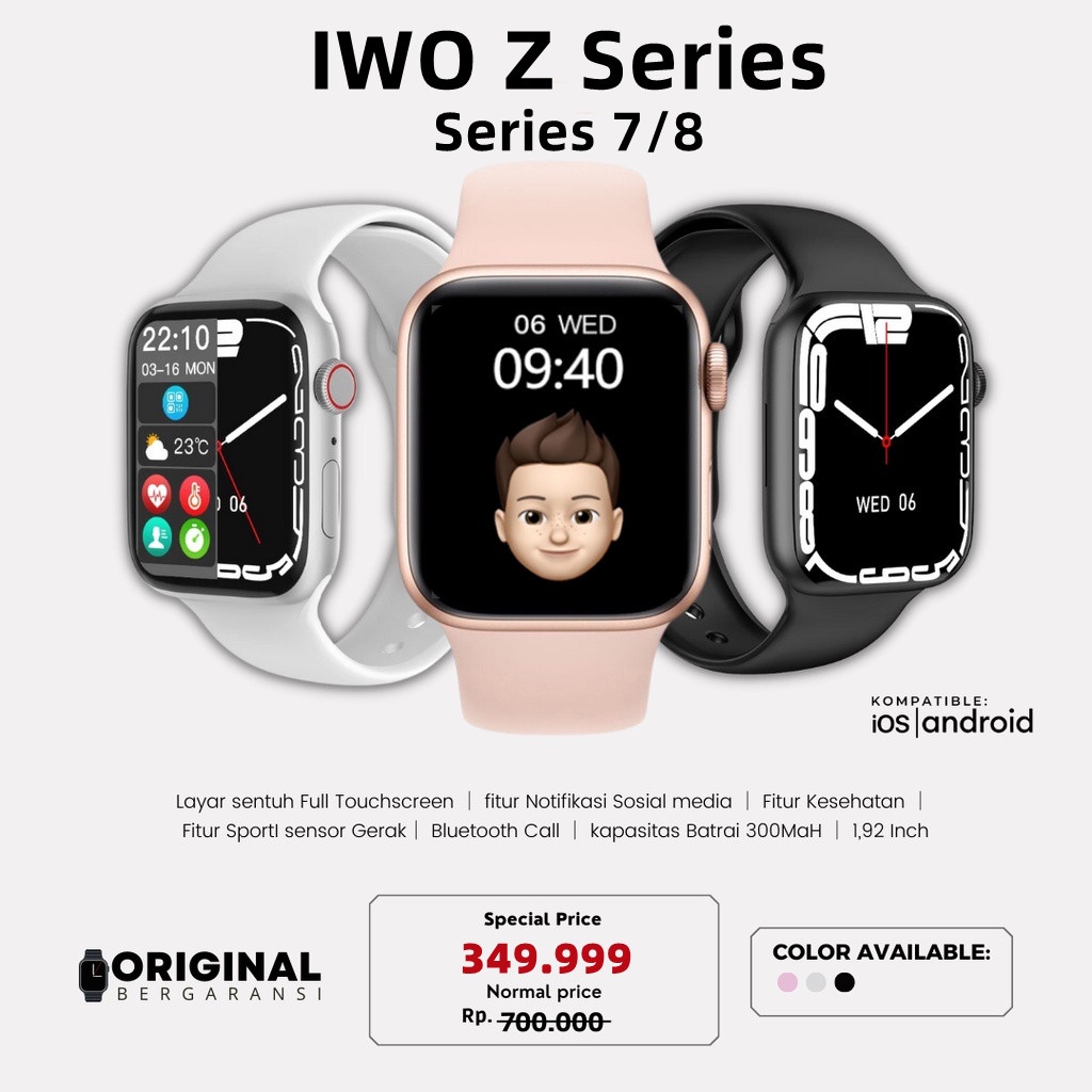 BERGARANSI✅IWO WATCH Z SERIES (BISA TELEPON DARI JAM) SMARTWATCH TOPFINE