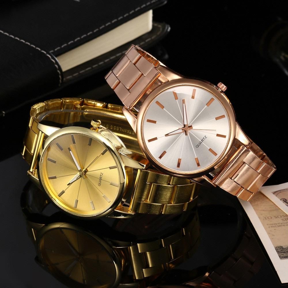 BAJ Jam Tangan Wanita Analog Quartz Casual Fashion Rantai Stainless Steel Couple Pria JF086